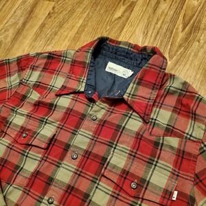 Vintage Y2K Hollister Flannel Shirt Men Large Red Plaid Button Up‎ Long Sleeve